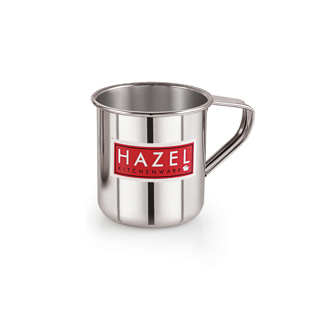 HAZEL Stainless Steel Multipurpose Bucket Shower Bathroom Mug For Home Daily Use Strong and Sturdy, 300 ml, Silver