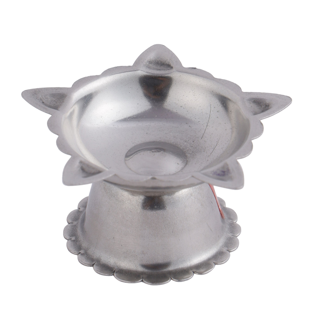 HAZEL Panchwati Diya for Puja | 5 Wati Wicks Oil Lamp Deep For Home Mandir Office Temple Pandol Pujan | Stainless Steel Diva Table Deepak For Pooja (6 x 3 cm)