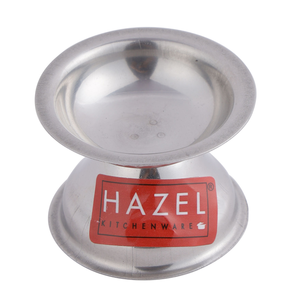 HAZEL Fulwati Diya for Puja | Stainless Steel Fulvat Table Diva Deepak For Pooja | Oil Lamp Deep For Home Mandir Office Temple Pandol Pujan (5 x 3.8 cm)