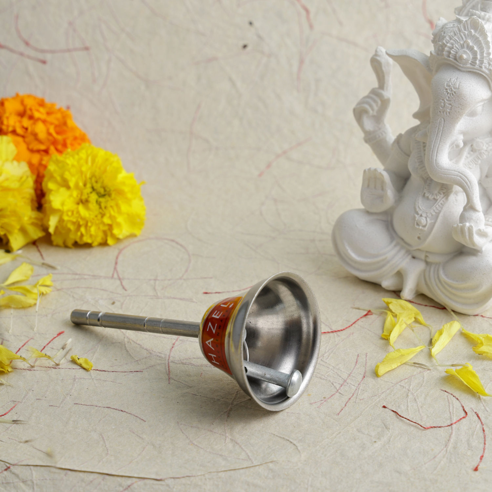HAZEL Ghanti For Pooja | Stainless Steel Pooja Ghanti | Ghanti for Pooja Mandir | Puja Bell Ghanti | Pooja Ganti Ghanta for Home Temple (5 x 10 cm)