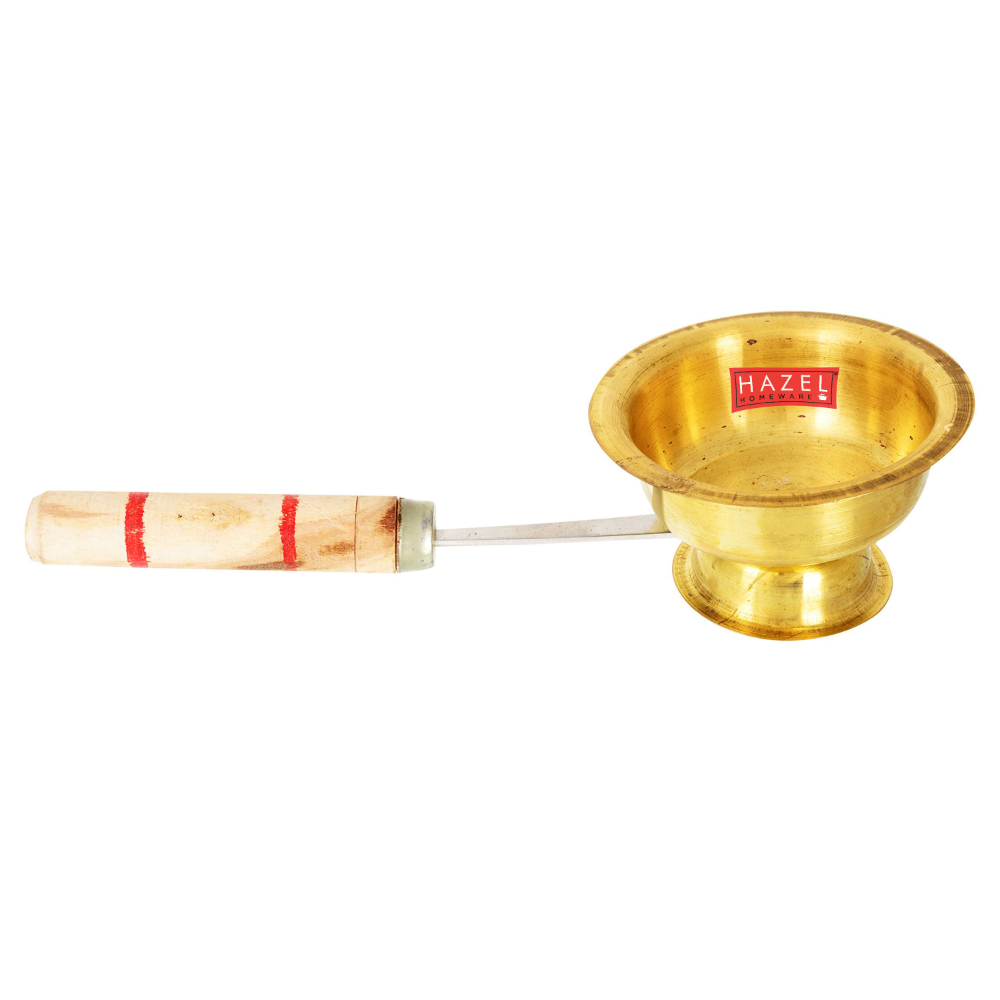 HAZEL Dhoop Dani with Handle | Brass Dhup Dani For Puja | Kapur Dani For Pooja | Loban Burner | Camphor Diffuser Burner | Incense Dhoop Burner (11 x 6.5 cm)