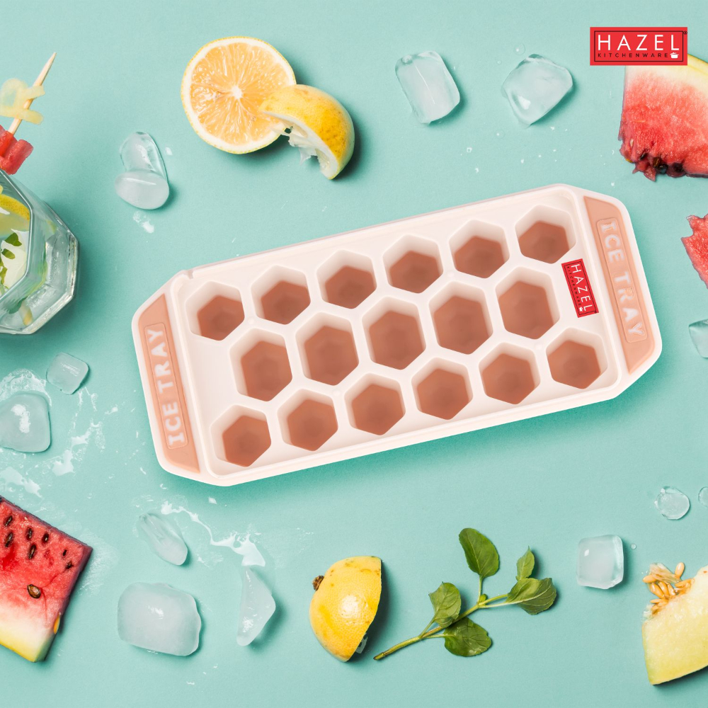 HAZEL Reusable Ice Cube Tray for Freezer with Silicone at Bottom for Easy Removal, Carrot