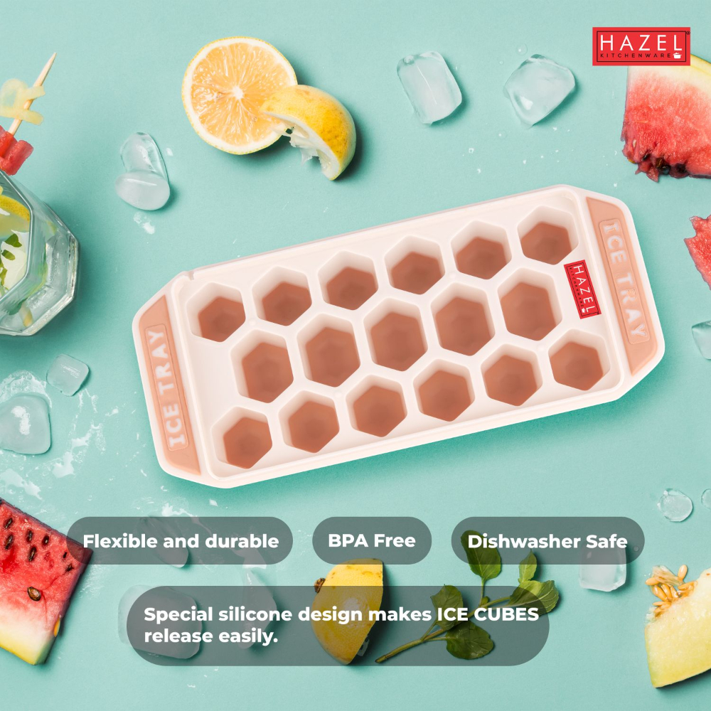 HAZEL Reusable Ice Cube Tray for Freezer with Silicone at Bottom for Easy Removal, Carrot