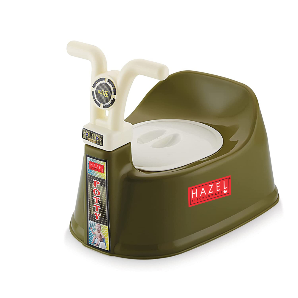 HAZEL Baby Potty Training Seat for Small Kids | Bike Potty Toilet Chair With Closing Lid For Small Children, Inflants and Toddler (6-18 Month Kids) | Green