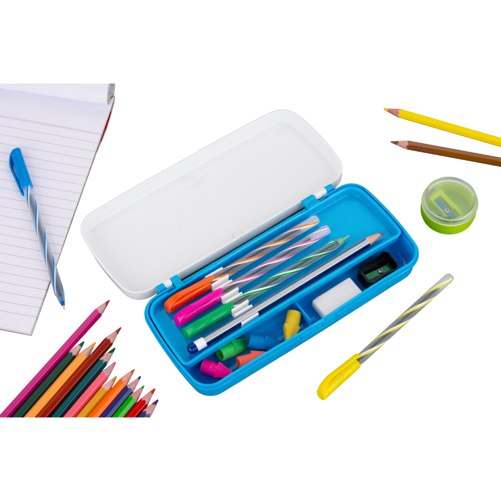 HAZEL Pen Box For Stationary Organisers for Kids | Perfect pencil Box with Separator for School Kids | Crayon Box Storage For Stationary Box, Blue