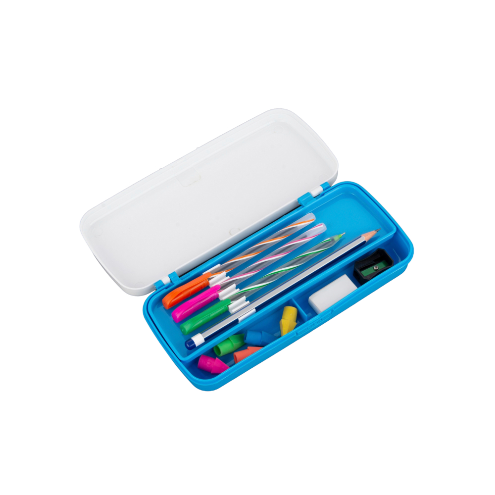 HAZEL Pen Box For Stationary Organisers for Kids | Perfect pencil Box with Separator for School Kids | Crayon Box Storage For Stationary Box, Blue