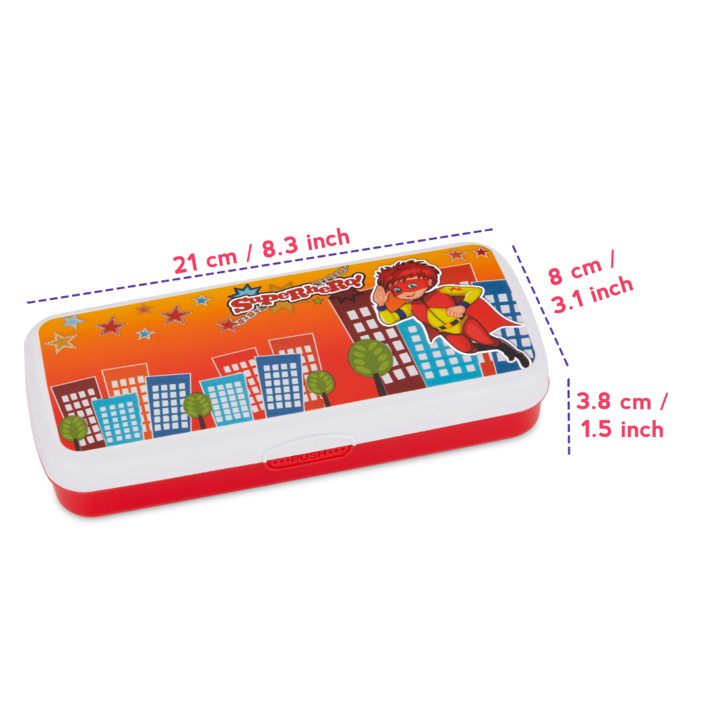 HAZEL Pen Box For Stationary Organisers for Kids | Perfect pencil Box with Separator for School Kids | Crayon Box Storage For Stationary Box, Red