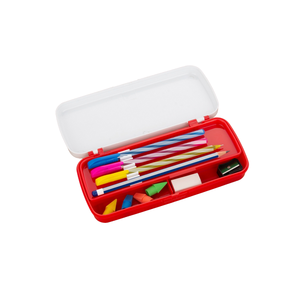HAZEL Pen Box For Stationary Organisers for Kids | Perfect pencil Box with Separator for School Kids | Crayon Box Storage For Stationary Box, Red