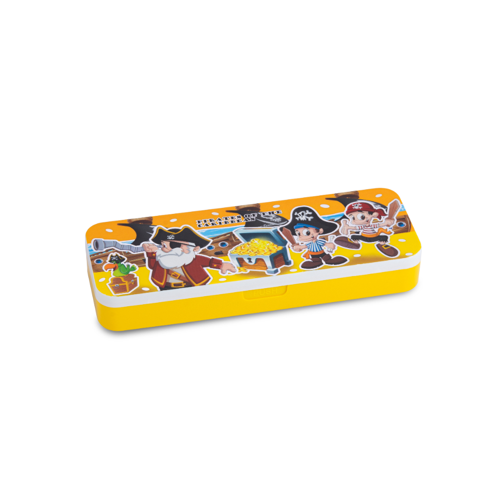 HAZEL Pen Pencil Box for Crayon Organizer | Idea Pen Box with Separator for Pencil, Crayon, Pen & Stationary Organizers | Crayon Box Storage for School Kids, Yellow