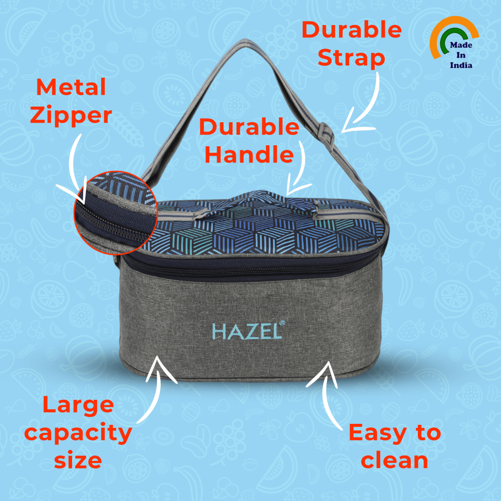 HAZEL Launch Bag for Office Men and Women | Wter Resistant Tiffin Bag for Kids to School | Tiffin Cover Bag Only, Flat Bag