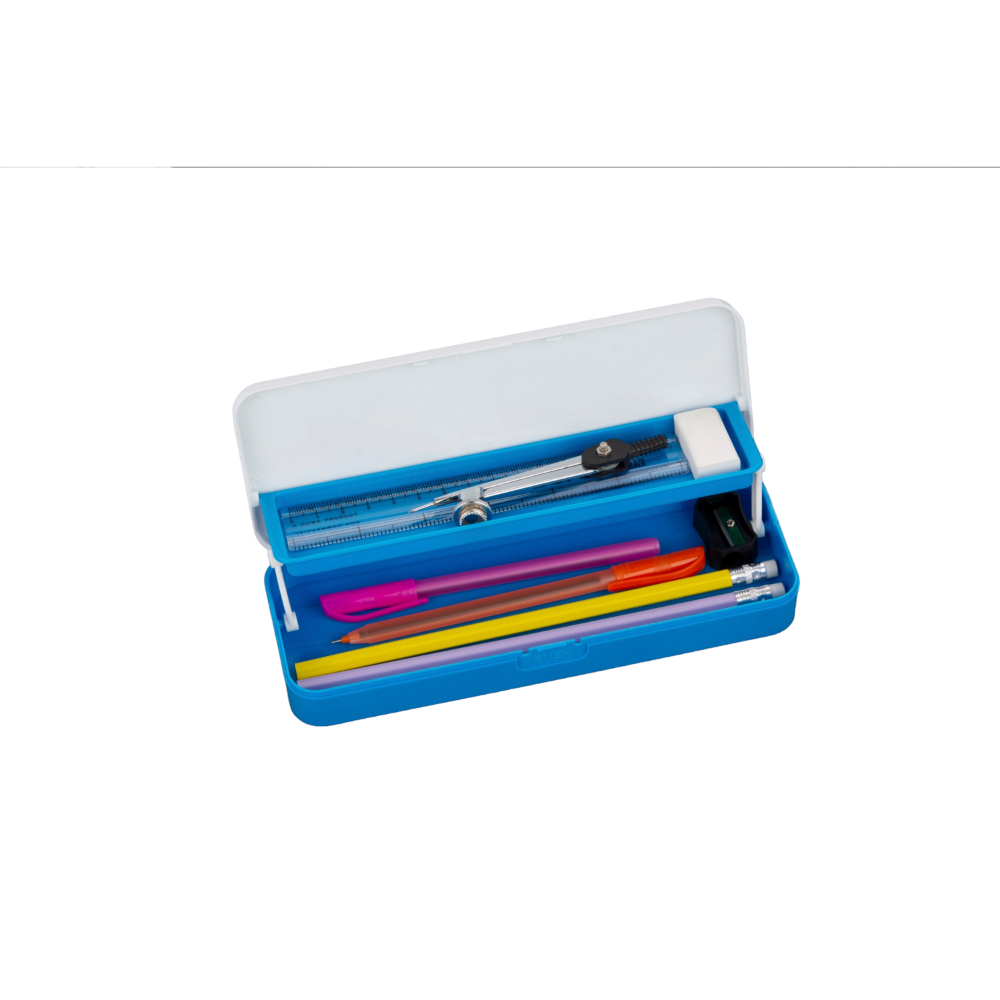 HAZEL Pen Pencil Box for Crayon Organizer | Idea Pen Box with Separator for Pencil, Crayon, Pen & Stationary Organizers | Crayon Box Storage for School Kids, Blue