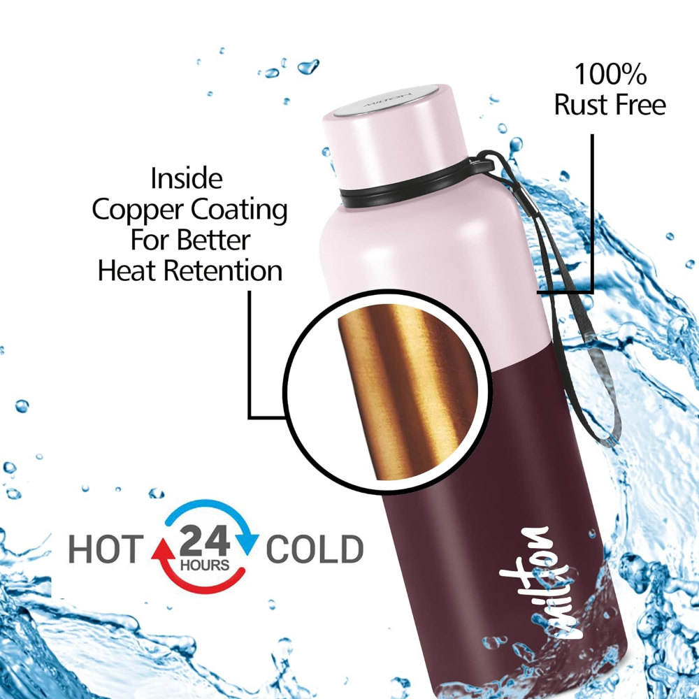 Milton Ancy 750 Thermosteel 24 Hours Hot and Cold Leak Proof Water Bottle, 750 ML, Brown