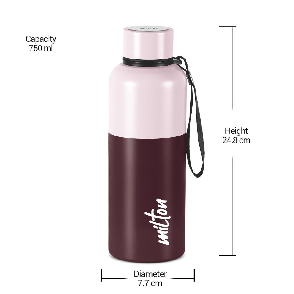 Milton Ancy 750 Thermosteel 24 Hours Hot and Cold Leak Proof Water Bottle, 750 ML, Brown