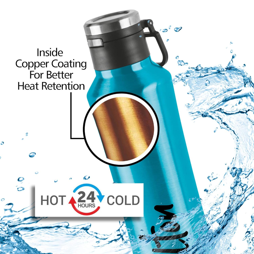 Milton Gulp 600 Thermosteel 24 Hours Hot or Cold Water Bottle, 575 ML, Blue