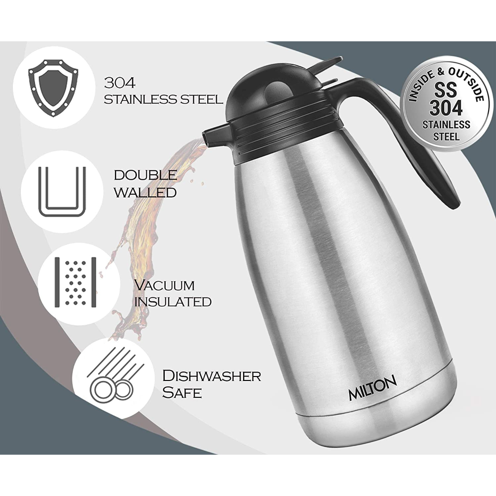 Milton Thermosteel Carafe Flask, 2 Litres, Silver