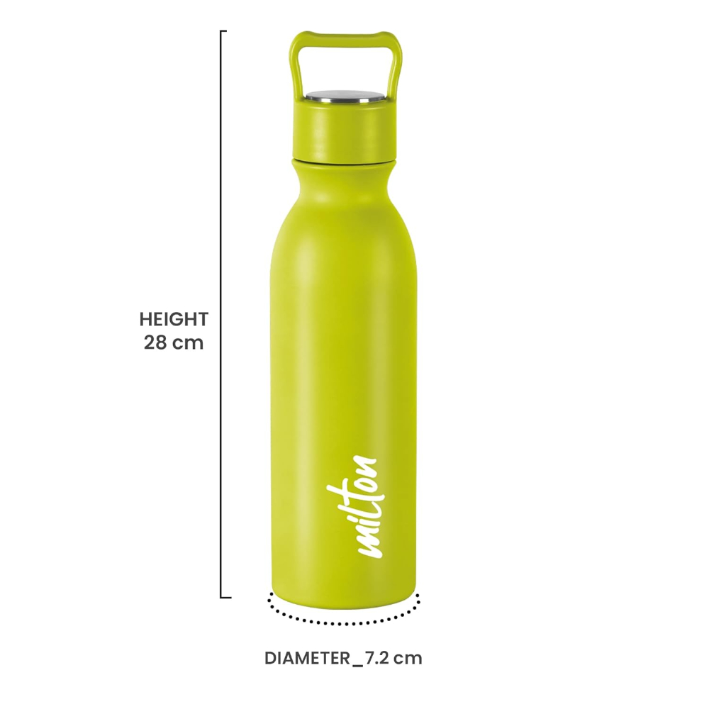 Milton Alice 600 Thermosteel 24 Hours Hot and Cold Leak Proof Water Bottle, 580 ML, Neon Green