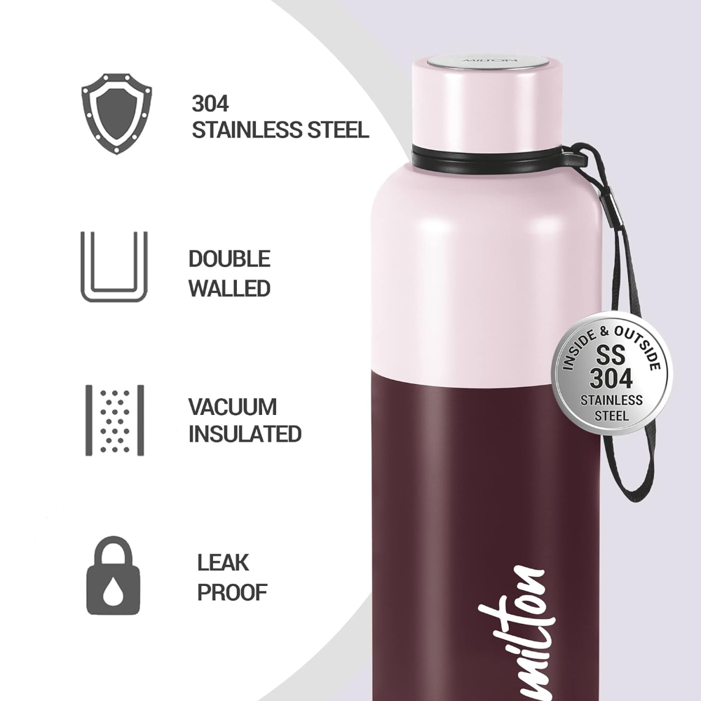 Milton Ancy 750 Thermosteel 24 Hours Hot and Cold Leak Proof Water Bottle, 750 ML, Brown