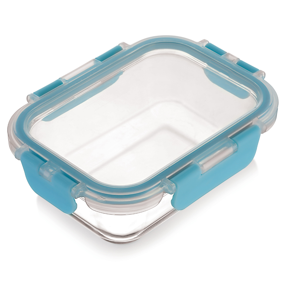 HAZEL Borosilicate Glass Rectangle Airtight & Leaf Proof Container 370 ml