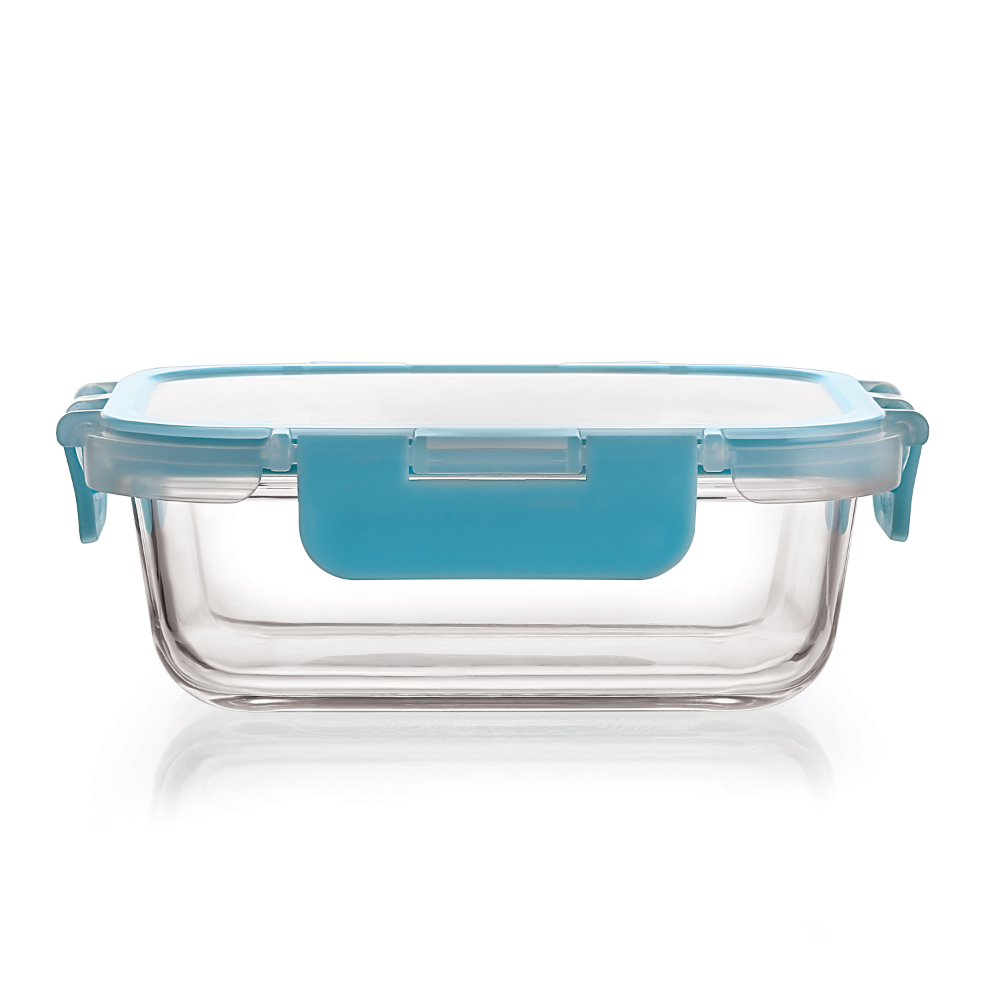 HAZEL Borosilicate Glass Rectangle Airtight & Leaf Proof Container 370 ml