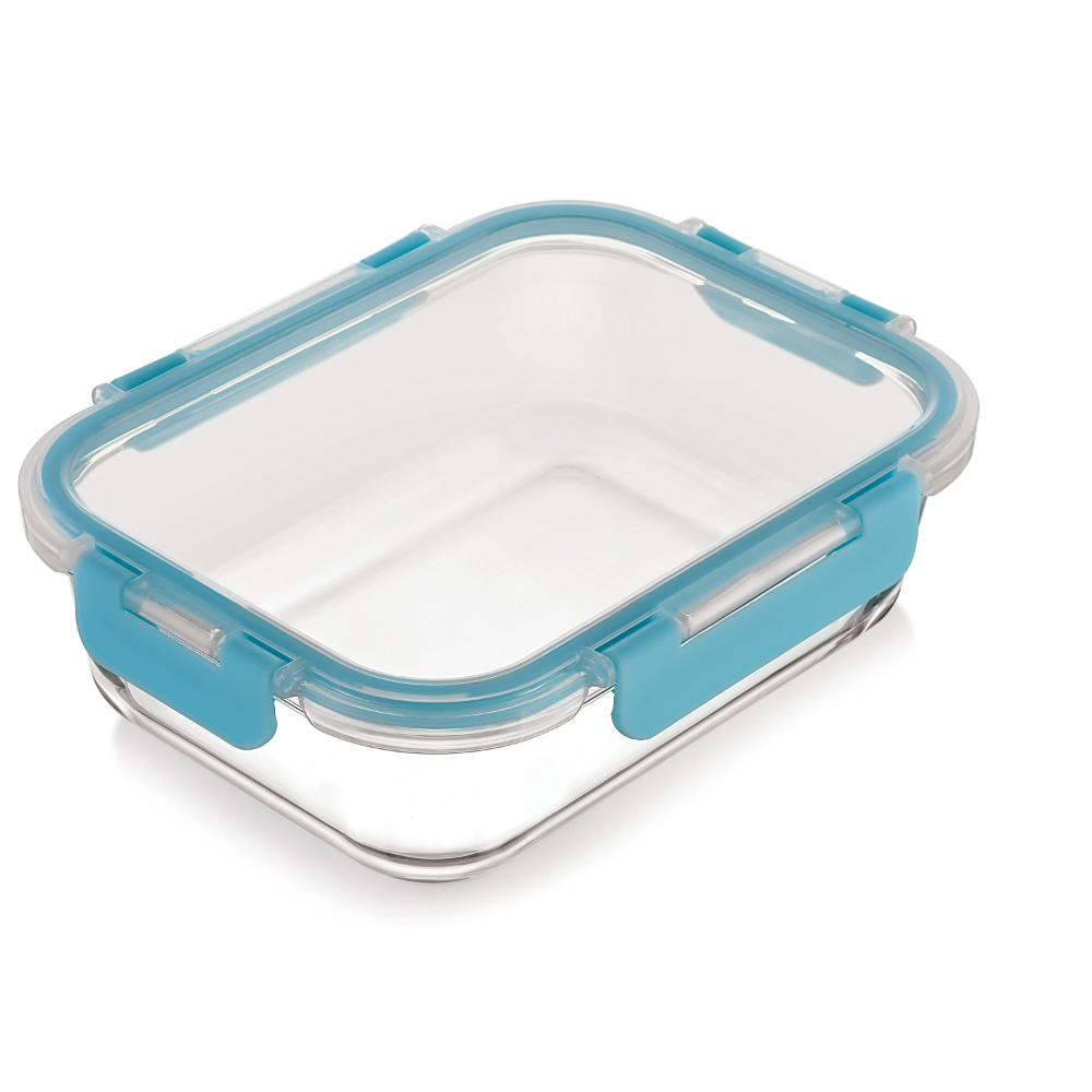 HAZEL Borosilicate Glass Rectangle Airtight & Leaf Proof Container 1050 ml