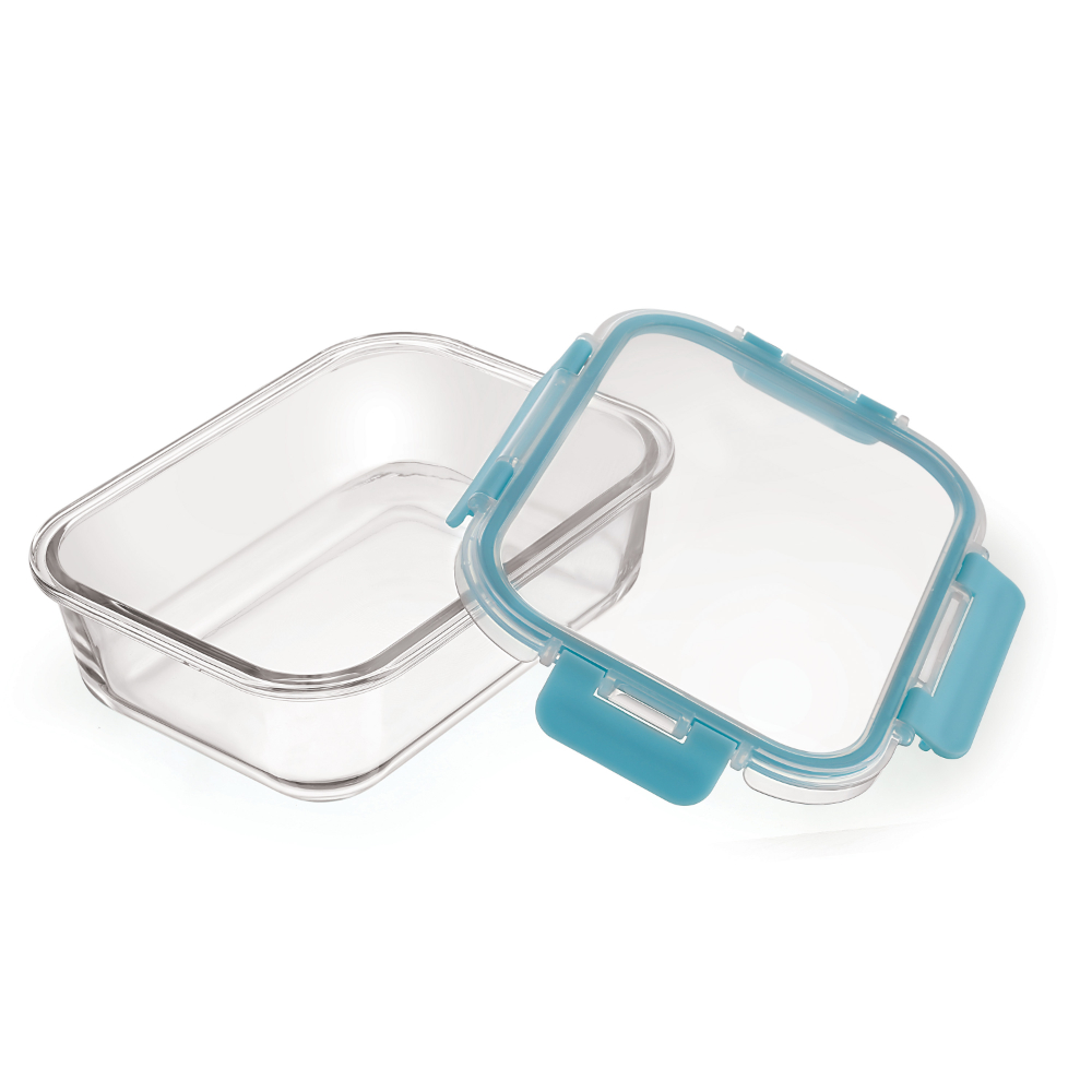 HAZEL Borosilicate Glass Rectangle Airtight & Leaf Proof Container 1050 ml