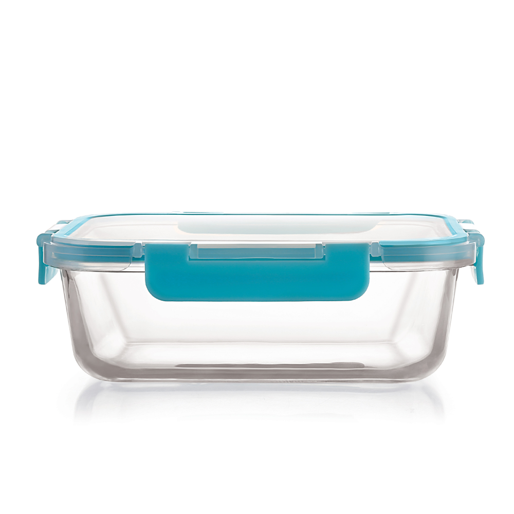 HAZEL Borosilicate Glass Rectangle Airtight & Leaf Proof Container 1050 ml