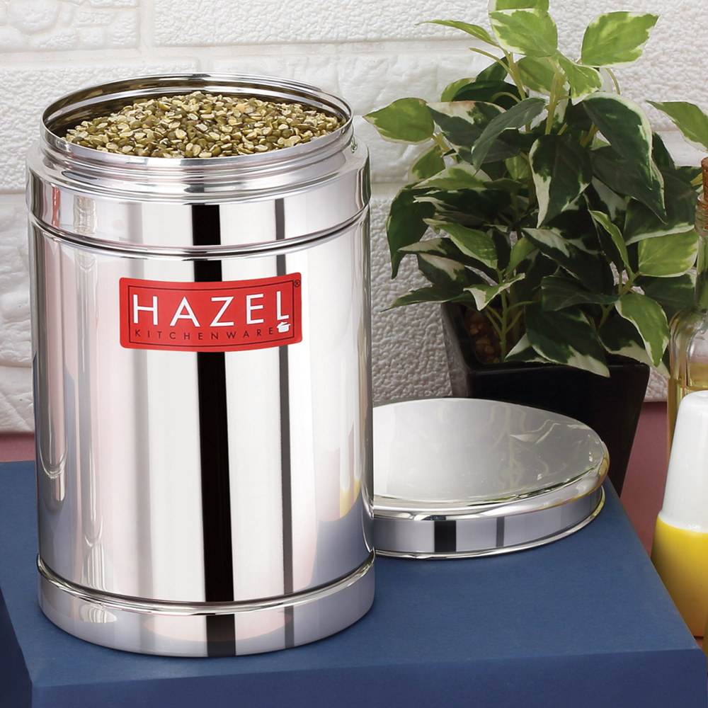 HAZEL Stainless Steel Airtight Container | 800 ml Steel Storage Box For Kitchen | Steel Container Jar For Kitchen Storage | Ideal For Storing Rice, Cereal, Pulse, Snacks