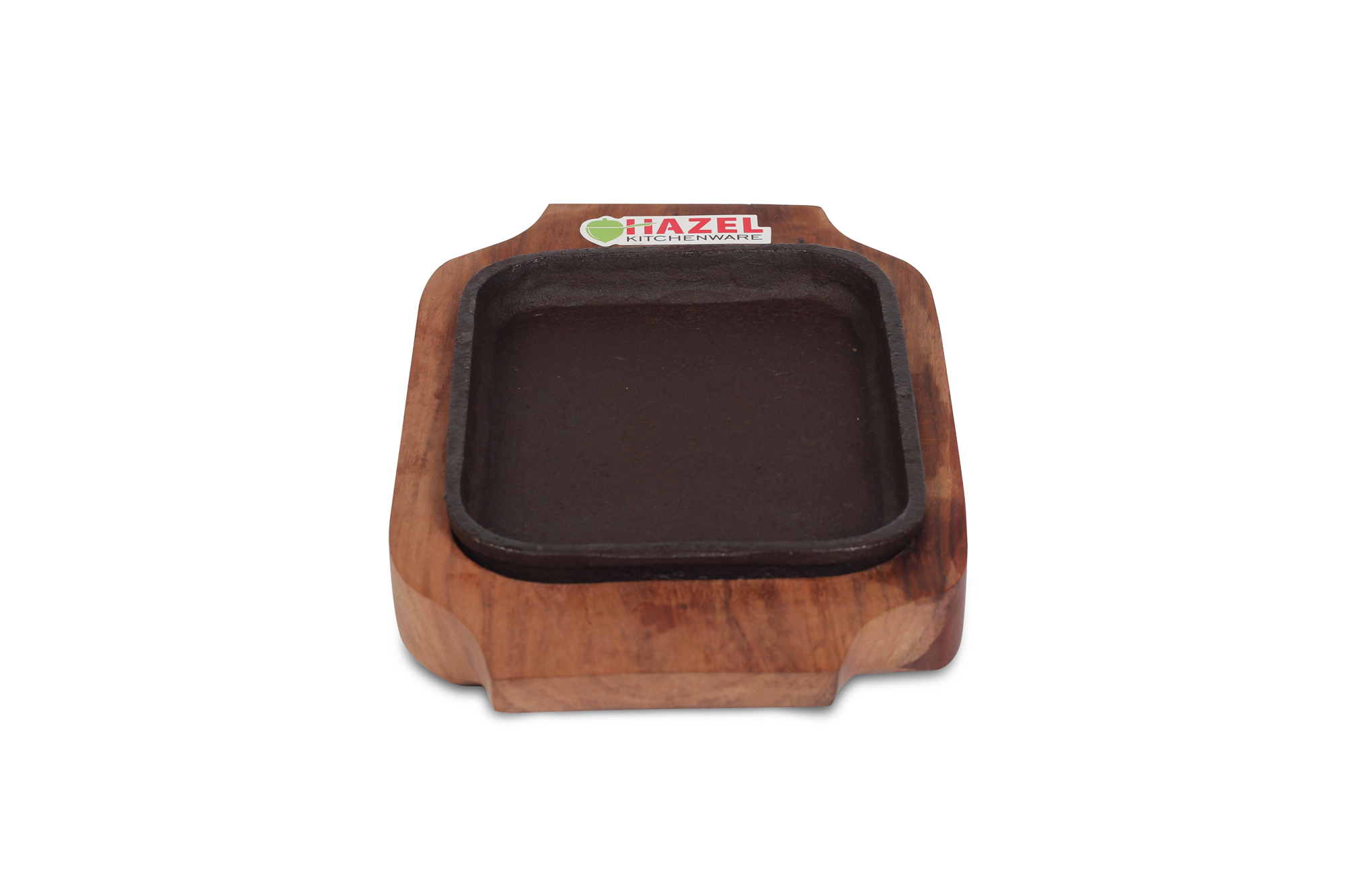 HAZEL Sizzling Brownie Plate / Tray With Wooden Base Square 6 Inch
