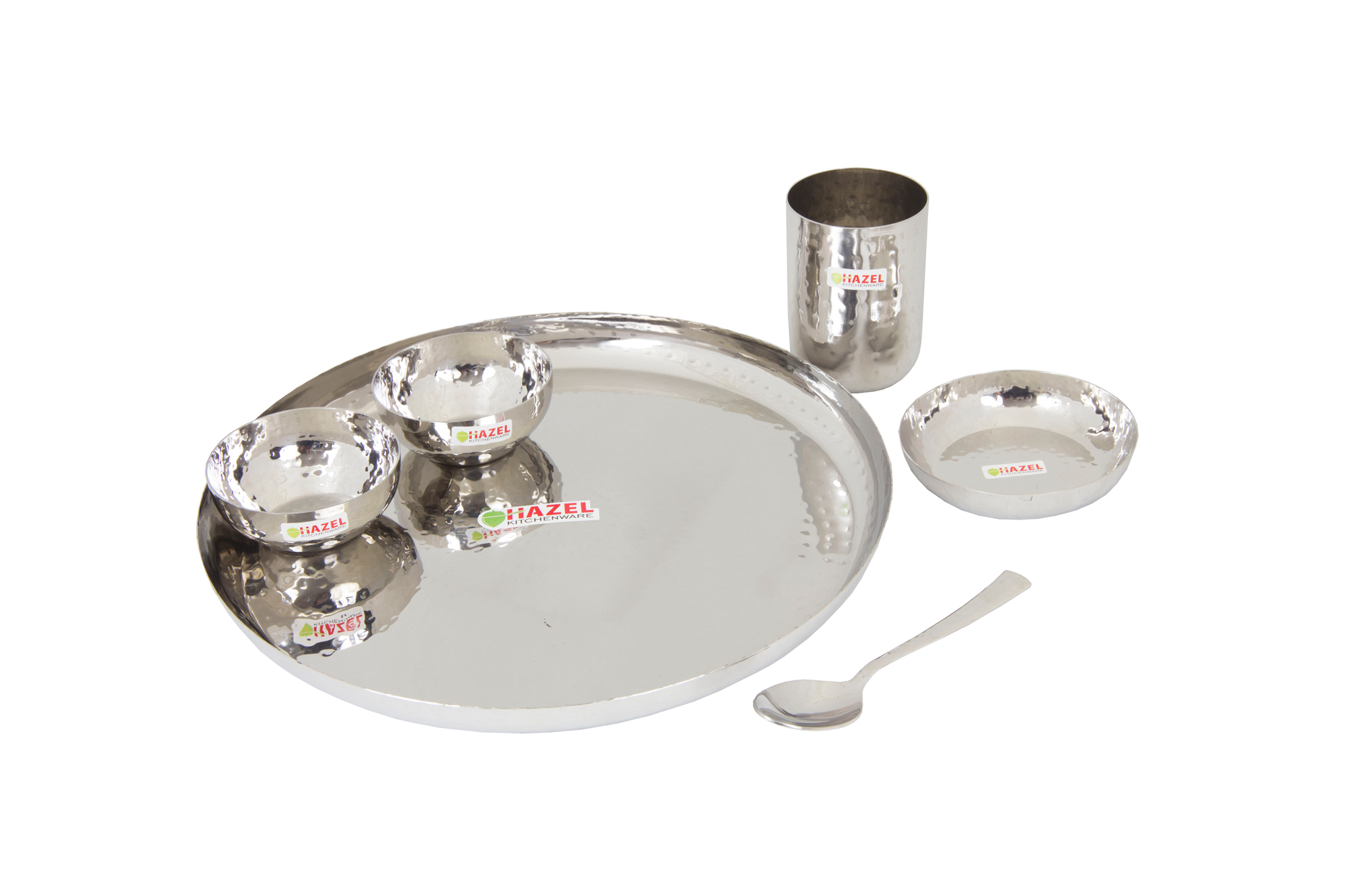 HAZEL 6 Pc Hammered Stainless Steel Dinner Set Premium Quality