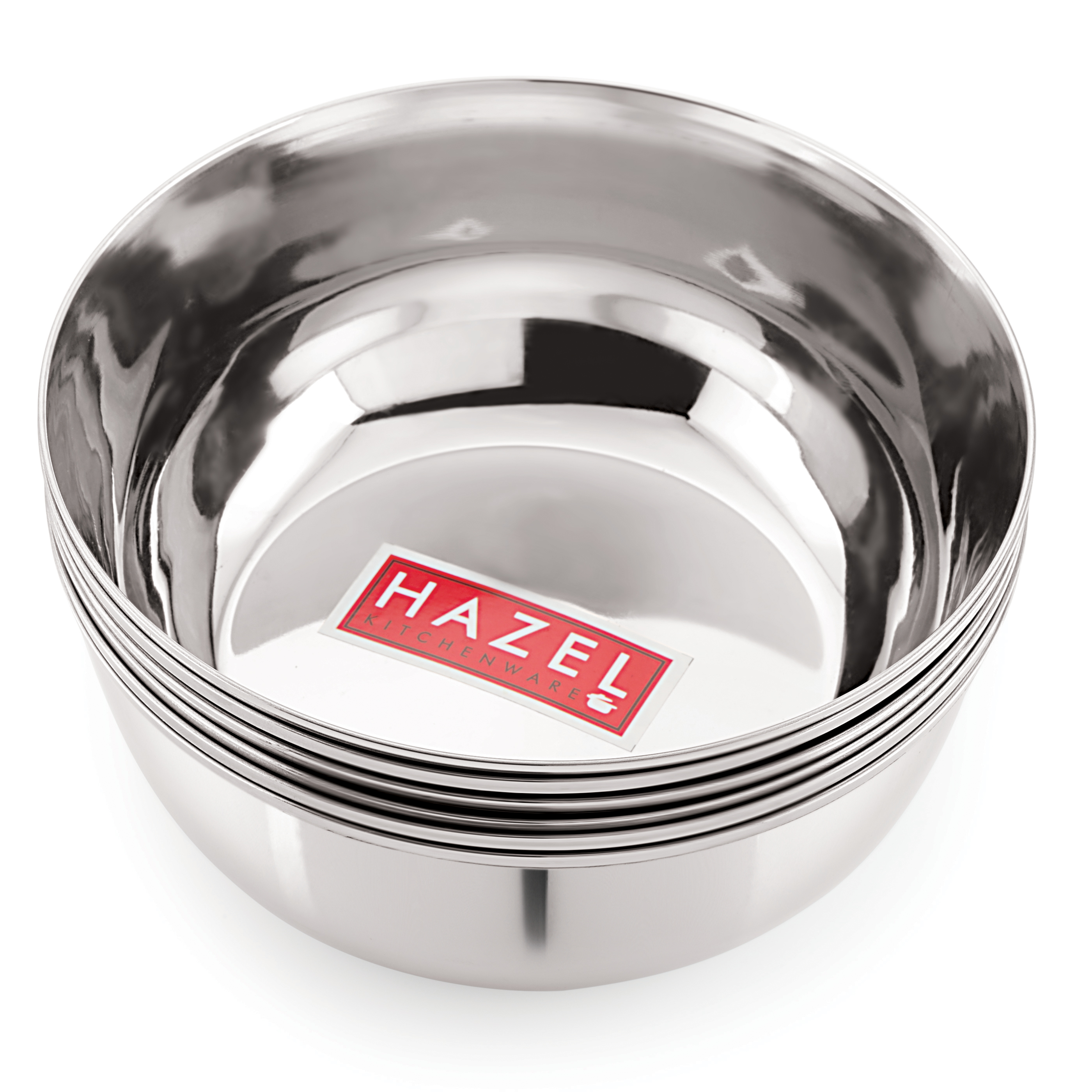 HAZEL Stainless Steel Mixing Bowl Wati Set of 6, 22 cm X 9 cm 2300 ml