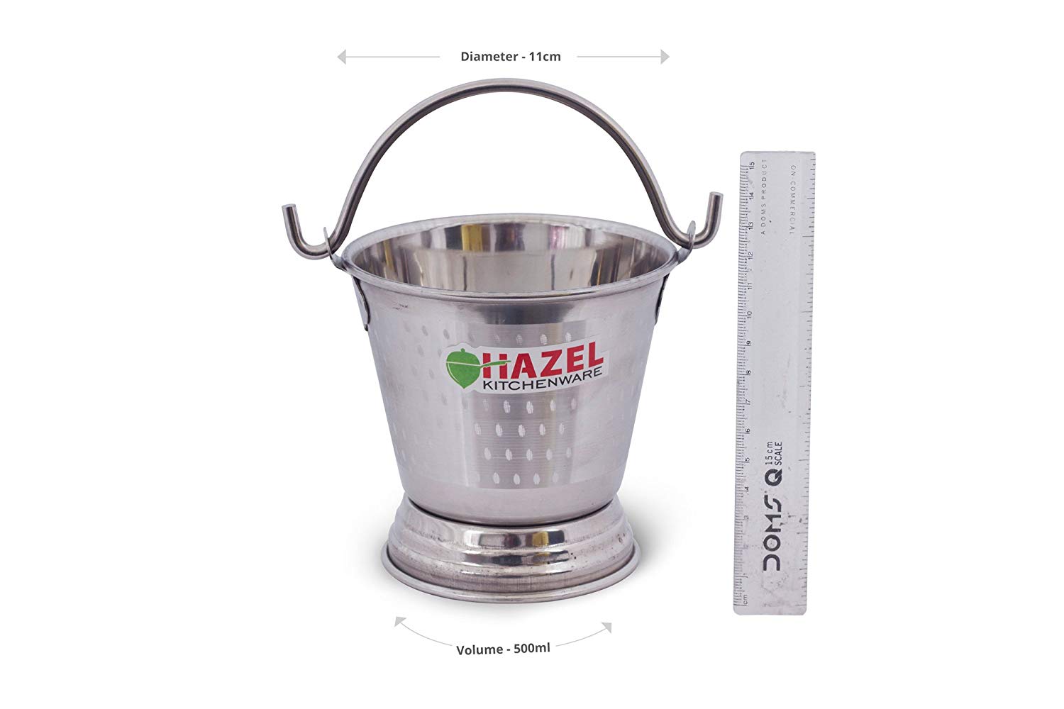 HAZEL Food Curry Dal Serving Stainless Steel Bucket (500 ml), Silver