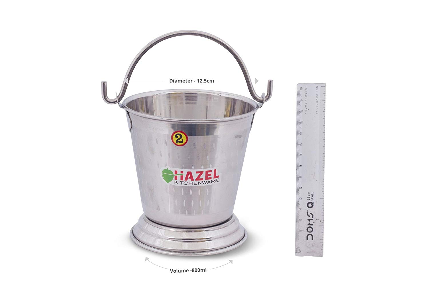 HAZEL Food Curry Dal Serving Stainless Steel Bucket (800 ml), Silver