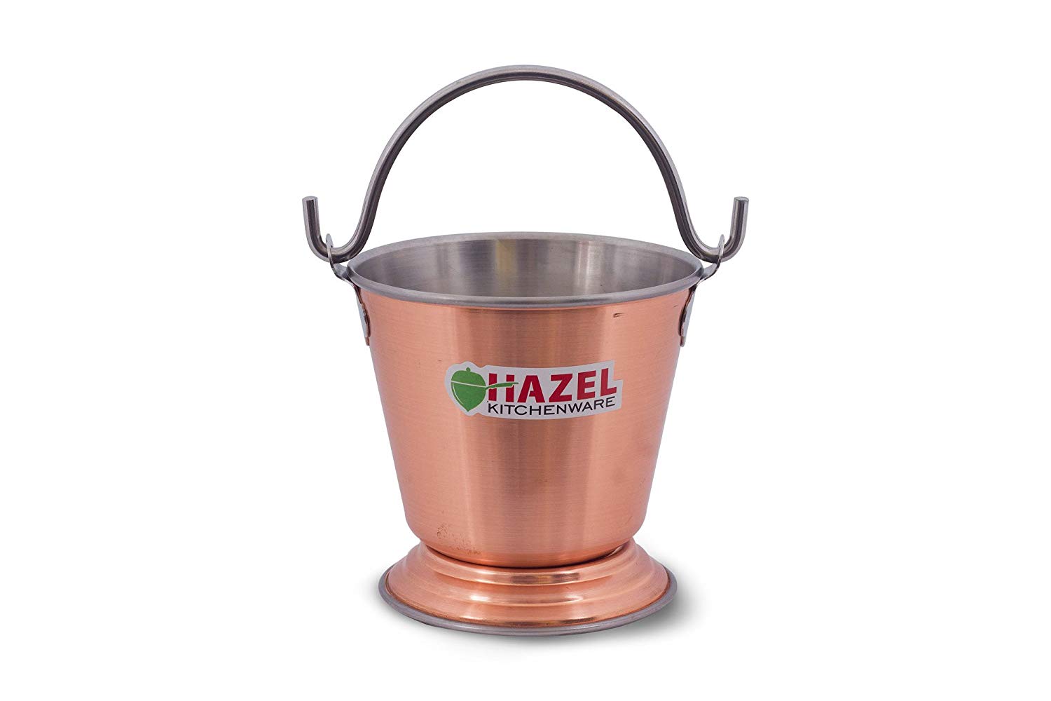 HAZEL Food Curry Dal Serving Stainless Steel Bucket (600 ml), Silver & Copper