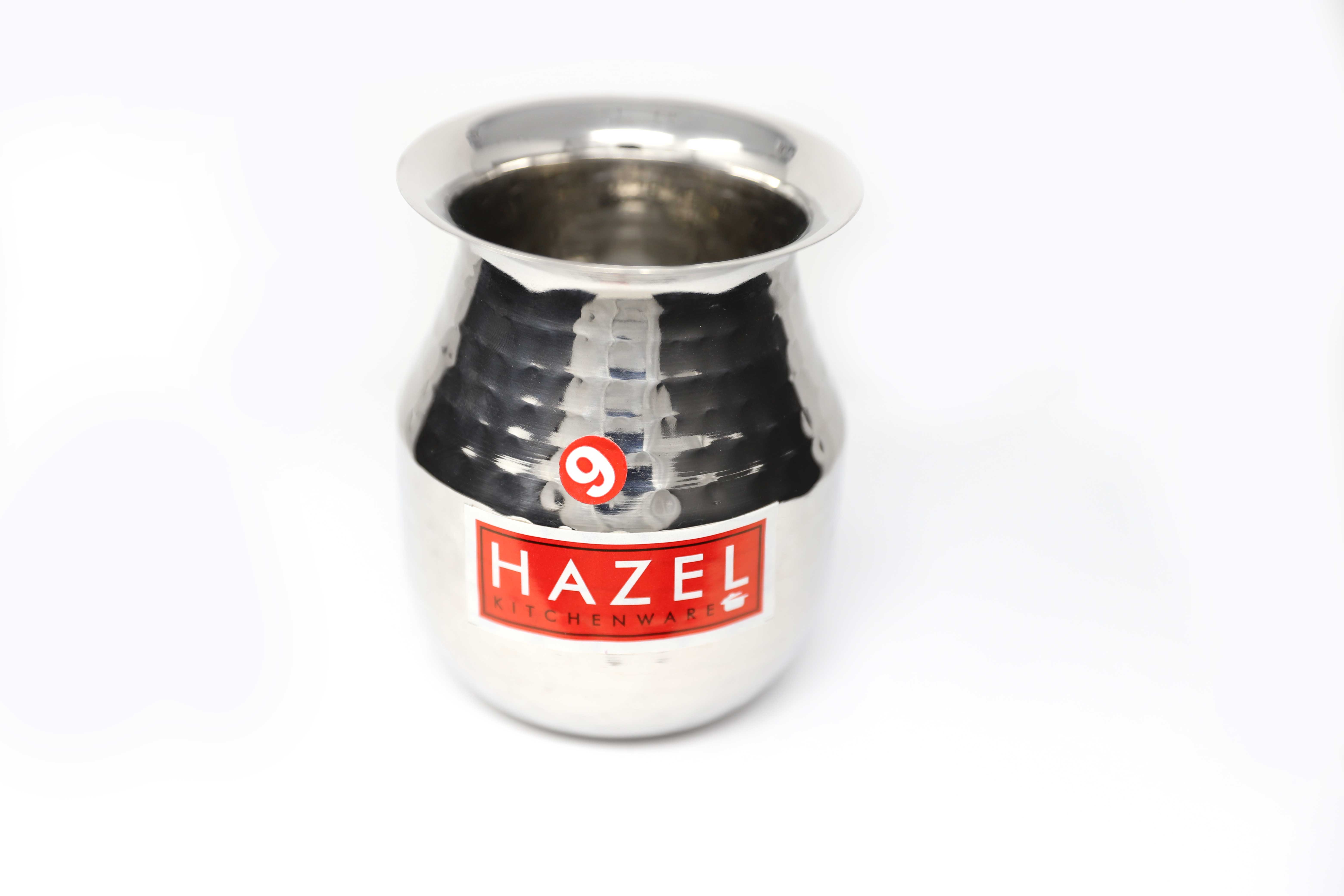 HAZEL Water Storage Hammer tone Stainless Steel Parsi Lota Container (550 ml), Silver