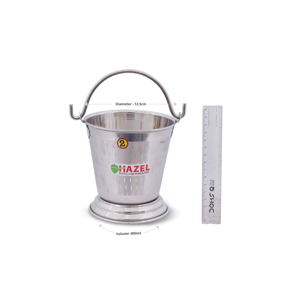 HAZEL Food Curry Dal Serving Stainless Steel Bucket (800 ml), Silver