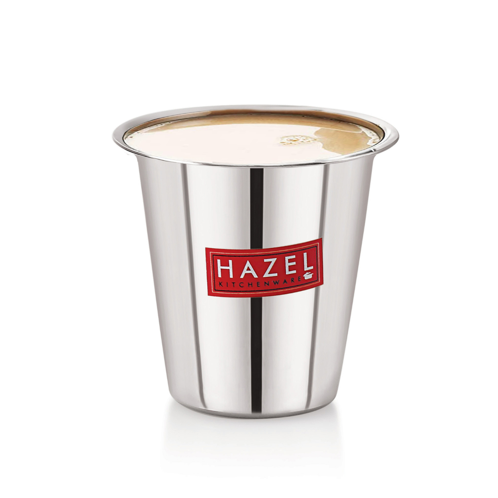 HAZEL Stainless Steel Tea Glasses Set of 1 | Unbreakable Drinking Glasses with Glossy Finish, 150 ML