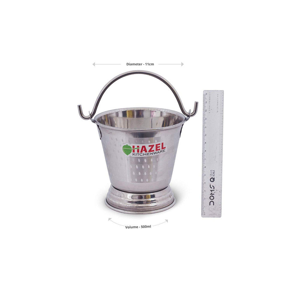 HAZEL Food Curry Dal Serving Stainless Steel Bucket (500 ml), Silver