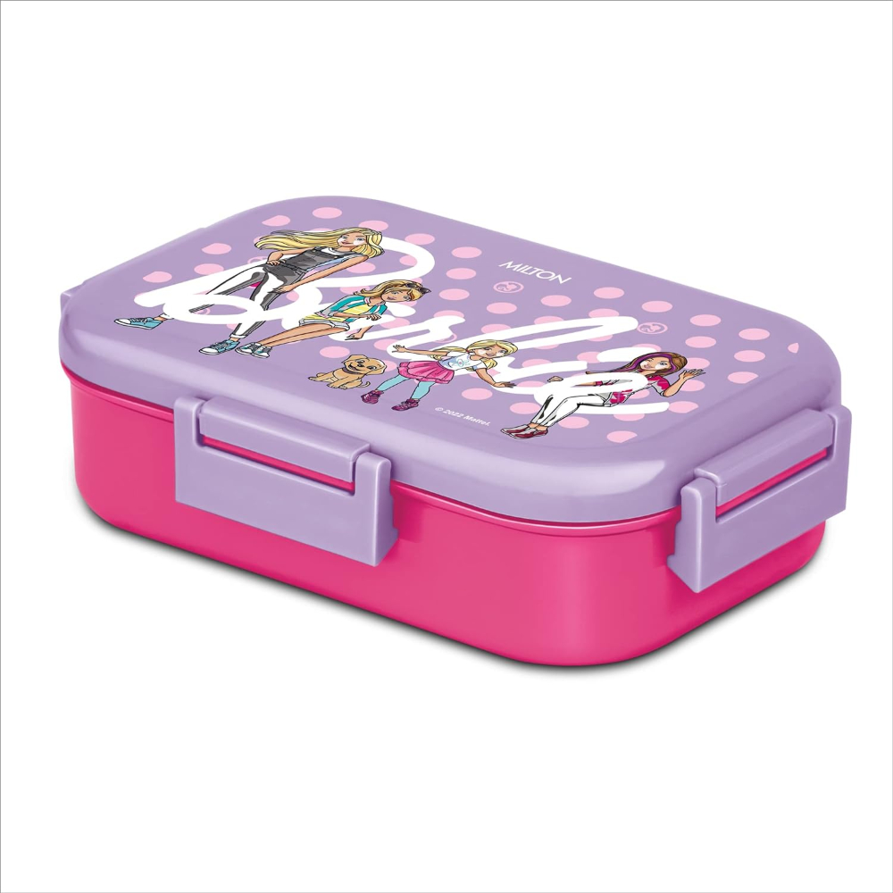 MILTON Flatmate Barbie Inner Stainless Steel Tiffin Box, 700 ml, with Inner Stainless Steel Container, 200 ml and Spoon, Cherry Pink