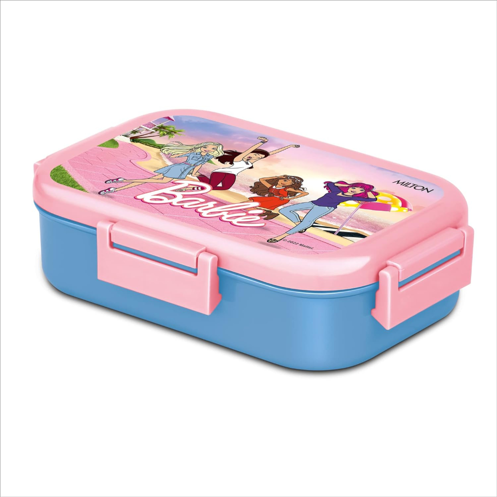 MILTON Flatmate Barbie Inner Stainless Steel Tiffin Box, 700 ml, with Inner Stainless Steel Container, 200 ml and Spoon, Blue