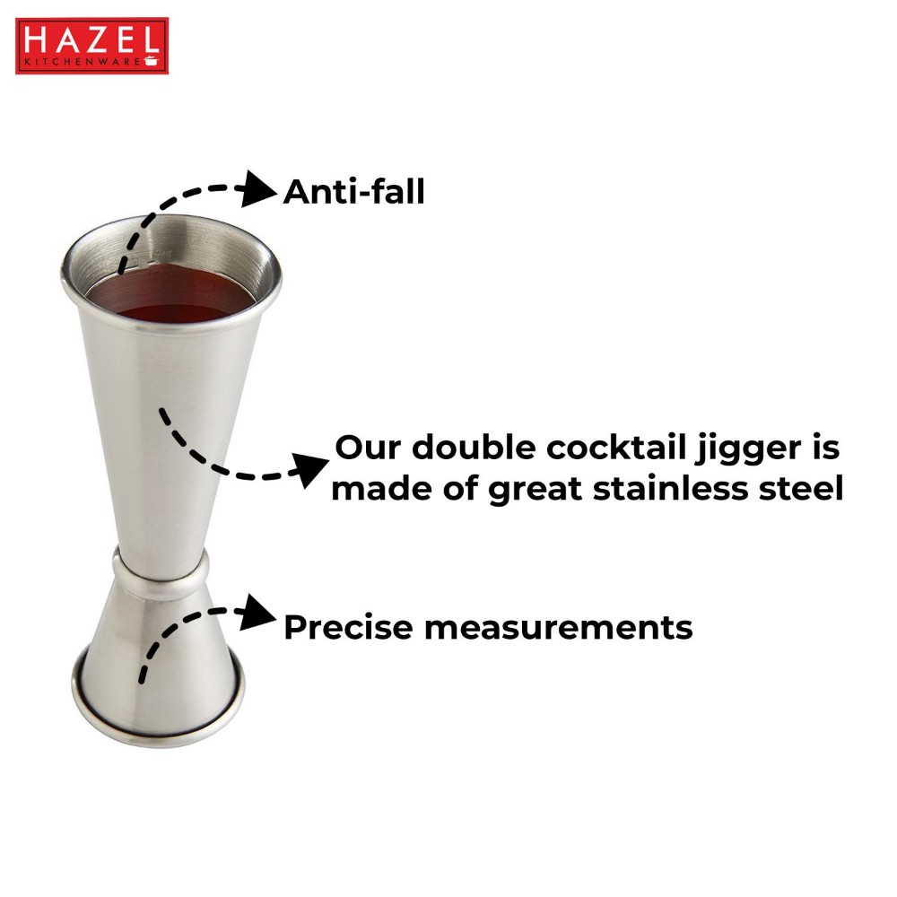 HAZEL Stainless Steel Peg Measure Jigger | Double Sided Ring Jigger Measure, 50 ML