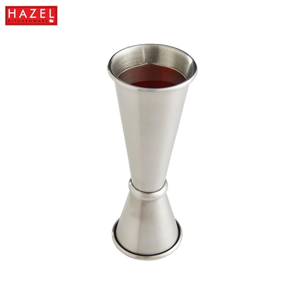 HAZEL Stainless Steel Peg Measure Jigger | Double Sided Ring Jigger Measure, 50 ML, Set of 2