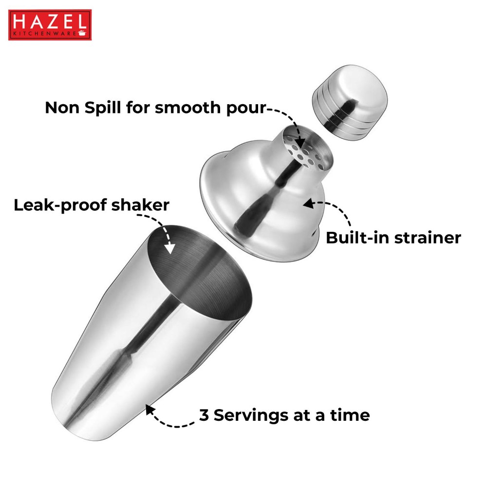 HAZEL Stainless Steel Cocktail Drink Shaker | Cocktail Shaker Mixer for Party, 800 ML