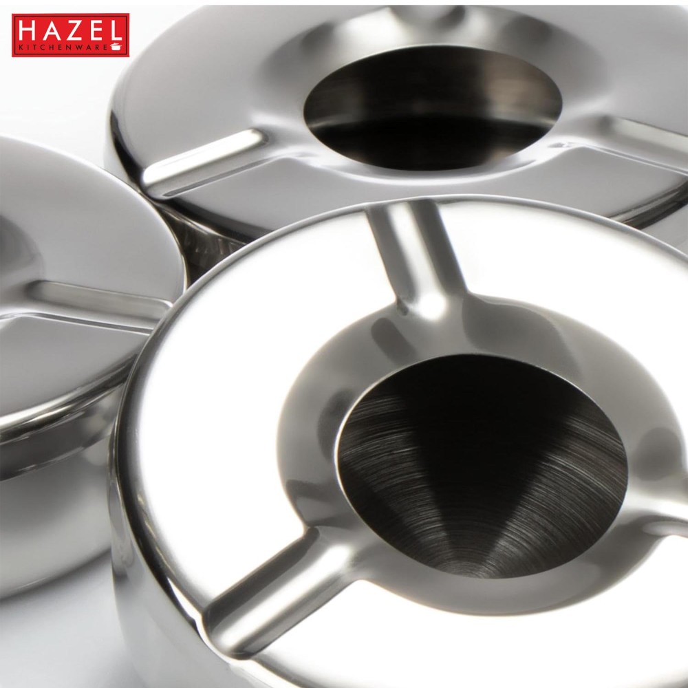 HAZEL Stainless Steel Ash Tray with Lid | Lid Ash Tray for Home, Silver