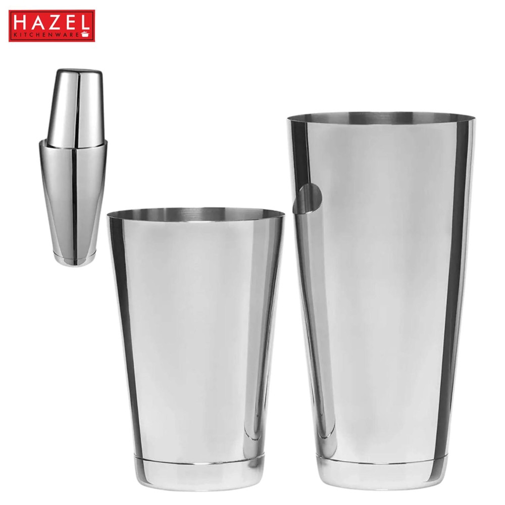 HAZEL Stainless Steel Glass Cocktail shaker | Cocktail Drink Shaker for Party, Set of 2, Small and Large