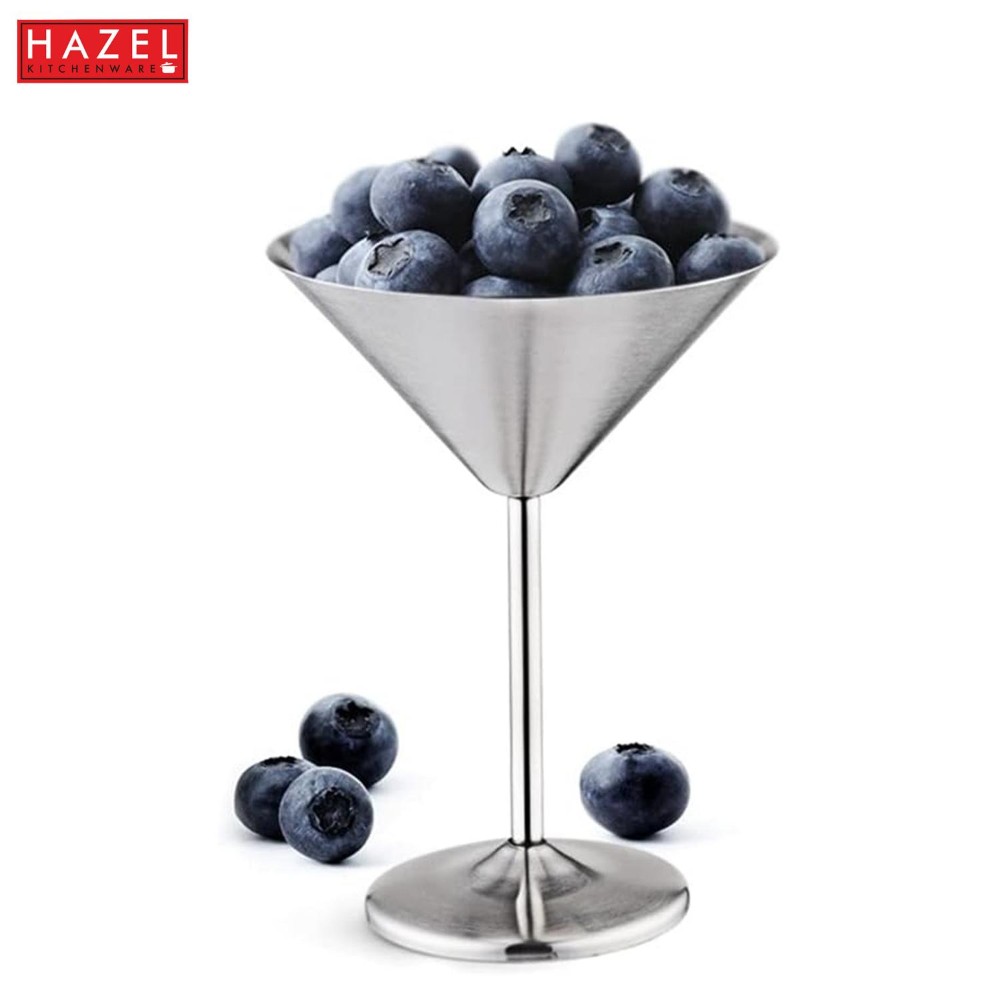 HAZEL Stainless Steel Martini Drinking Glass | Martini Glass for Serving, 200 ML, Silver