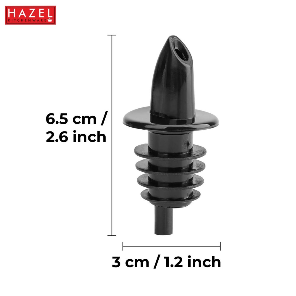 HAZEL Plastic Bottle Pourer | Plastic Pourer for all bottles, Set of 6, Black