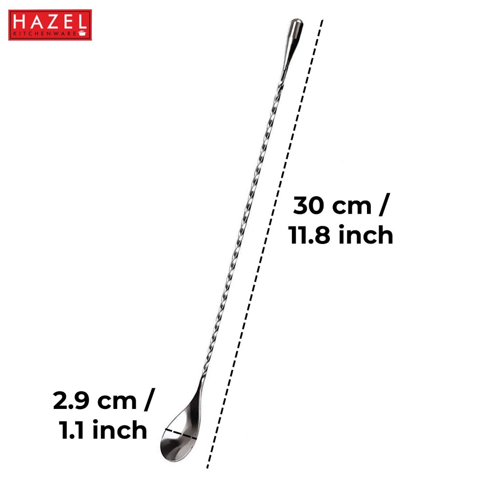 HAZEL Stainless Steel Bar Spoon | Teardrop Twisted Design Bar Stirrer