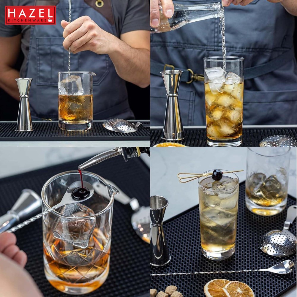 HAZEL Stainless Steel Bar Spoon | Teardrop Twisted Design Bar Stirrer