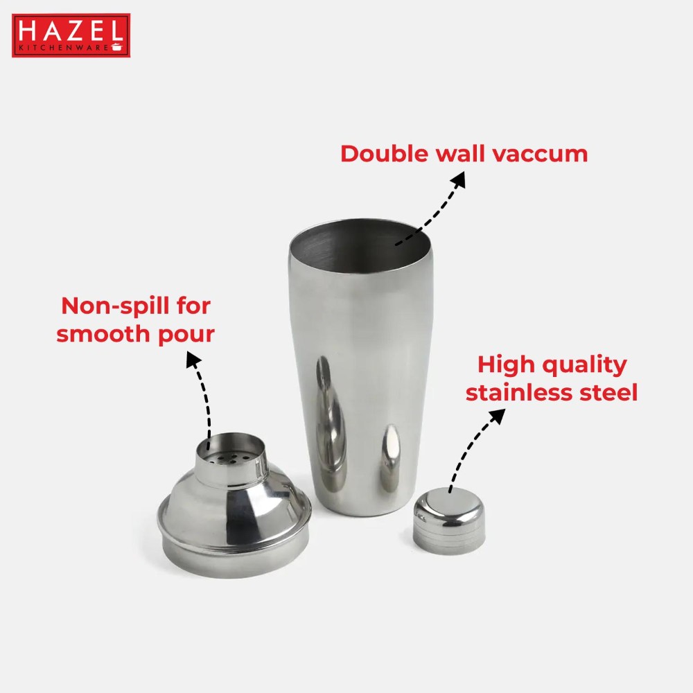 HAZEL Stainless Steel Cocktail Drink Shaker | Cocktail Shaker Mixer for Party, 550 ML