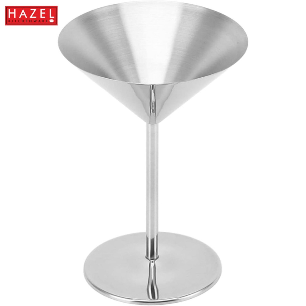 HAZEL Stainless Steel Martini Drinking Glass | Martini Glass for Serving, 200 ML, Silver